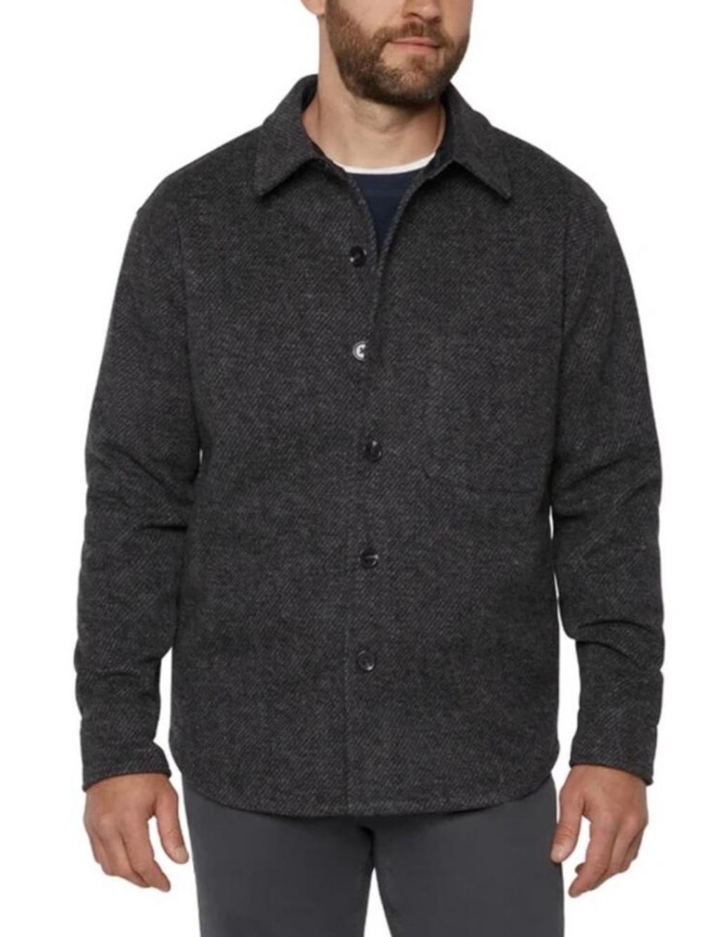NWOT. Banana Republic Men's Dark Charcoal Button-Up Shirt Jacket size LARGE